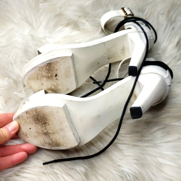 YES White Platform Sandals ankle strap size 8 - Picture 5 of 6